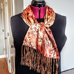 Rembrandt Pure Silk Oblong Fringed Scarf